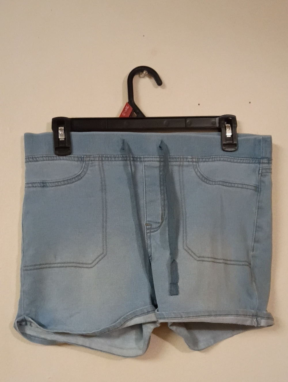 LEI Elastic Waist Light Blue Women’s Drawstring Denim-Style Shorts Size Large